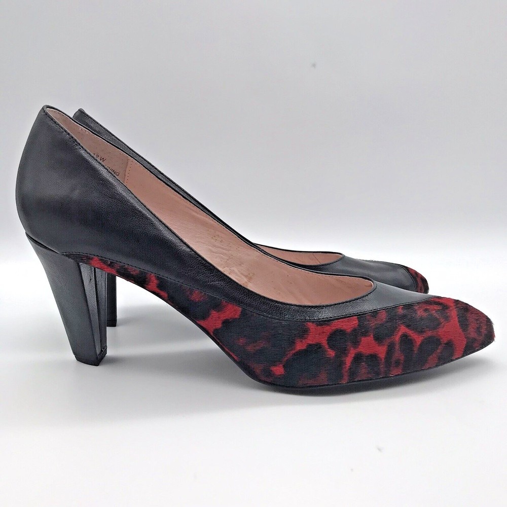 Bellini Palermo Womans 12W Pointy Toe 3" Pumps Black/Red Pony Hair Leather Shoes